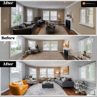 Improved Property Value: An image showing a property before and after interior renovation, with the latter highlighting enhanced aesthetics, functionality, and overall value.