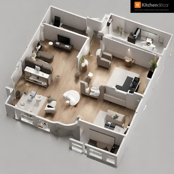 Space Planning: : A blueprint or a floor plan with strategically placed furniture indicating efficient space utilization.